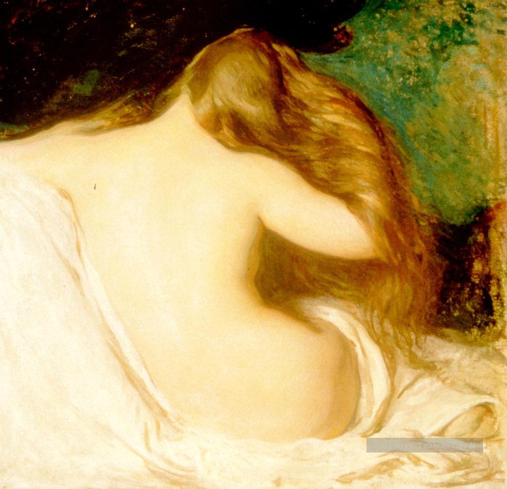 R Femme séchant ses cheveux tonalisme peintre Joseph DeCamp Peintures à l'huile